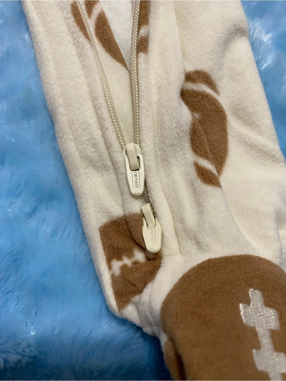 Carter's Cream & Brown Football Print Baby One-Piece